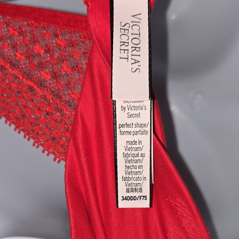 Victoria’s Secret Incredible Perfect Shape Bra  34DDD / F75 –Red Halter Push-Up - Picture 4 of 4